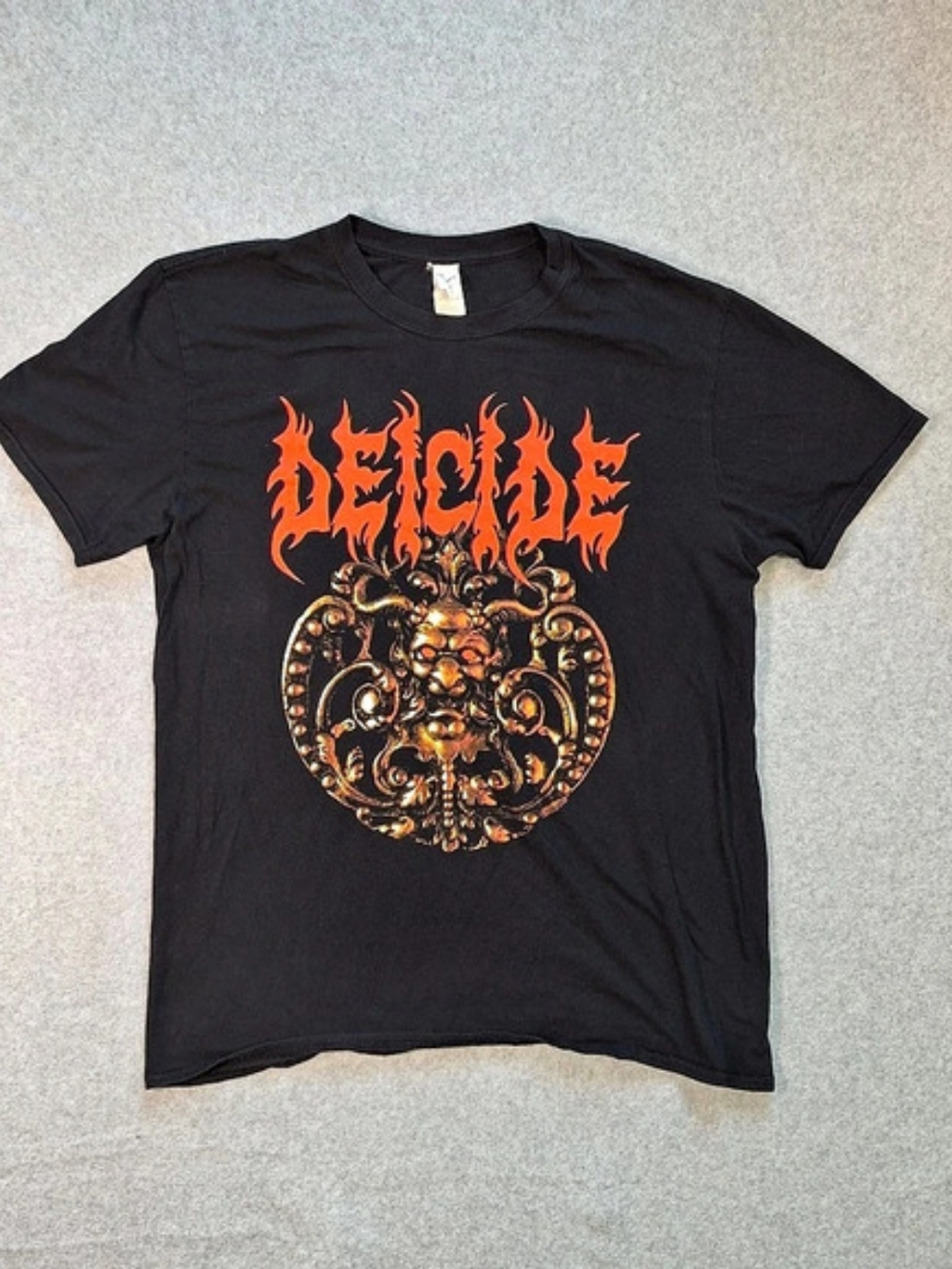 Deicide Band T-Shirt XL Medallion Death Metal Graphic Tee Gildan Double Sided